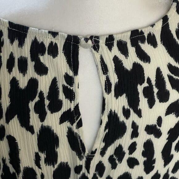 Animal Print Dress Women Extra Large XL High Low Frayed Hem Rayon V-neck Keyhole - Picture 4 of 14